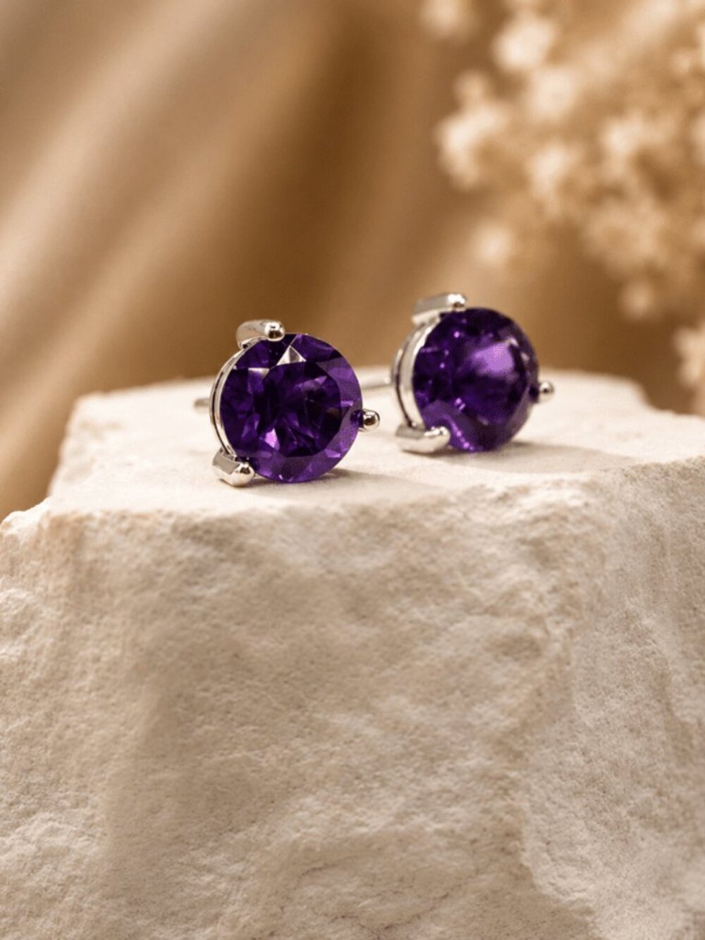 Deep Glow Amethyst Studs
